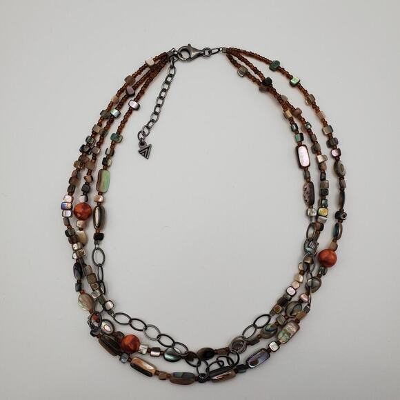 SILPADA Sterling Silver FIESTA FUN Coral Mother of Pearl Abalone Necklace #N1563 - Picture 2 of 8